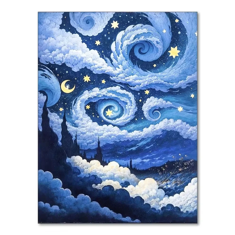 

Jigsaw Puzzle 500 1000 1200 2000pcs Beautiful Starry Night Sky With Glowing Moon And Stars Stress Relief Puzzle Fun Present