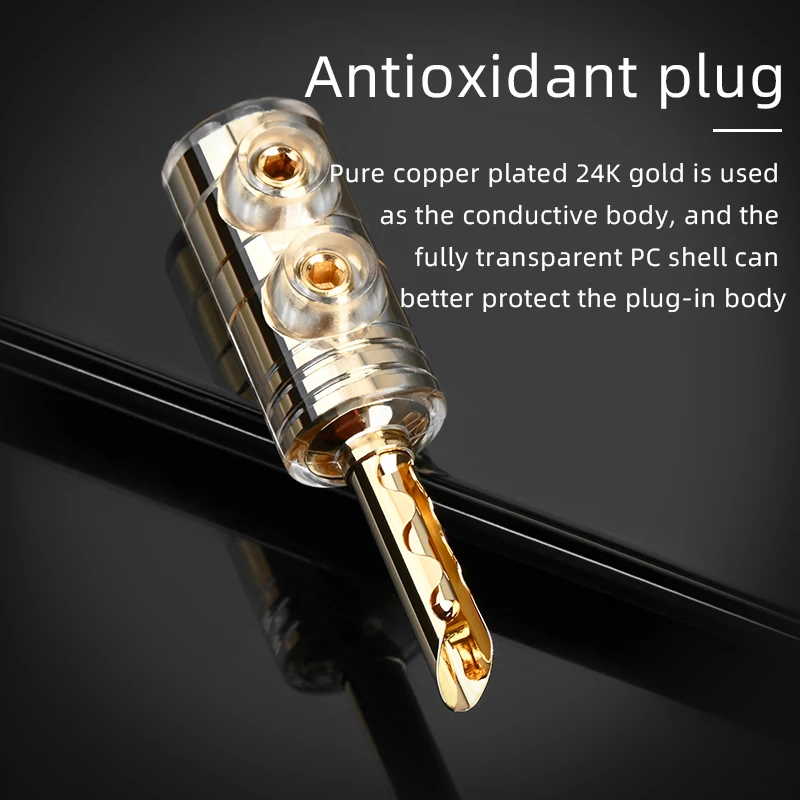 ATAUDIO Hi-end 8 szt. Wtyczka bananowa HiFi z czystej miedzi 24K pozłacane złącze złącze typu Banana Jack głośnikowego do głośników przewód Plug