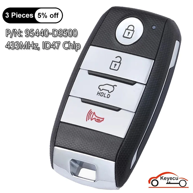 KEYECU 4 Buttons 433MHz ID47 Chip for Kia Sportage 2018 2019 2020 Auto Smart Remote Control Key Fob 95440-D9500 , TQ8-FOB-4F08