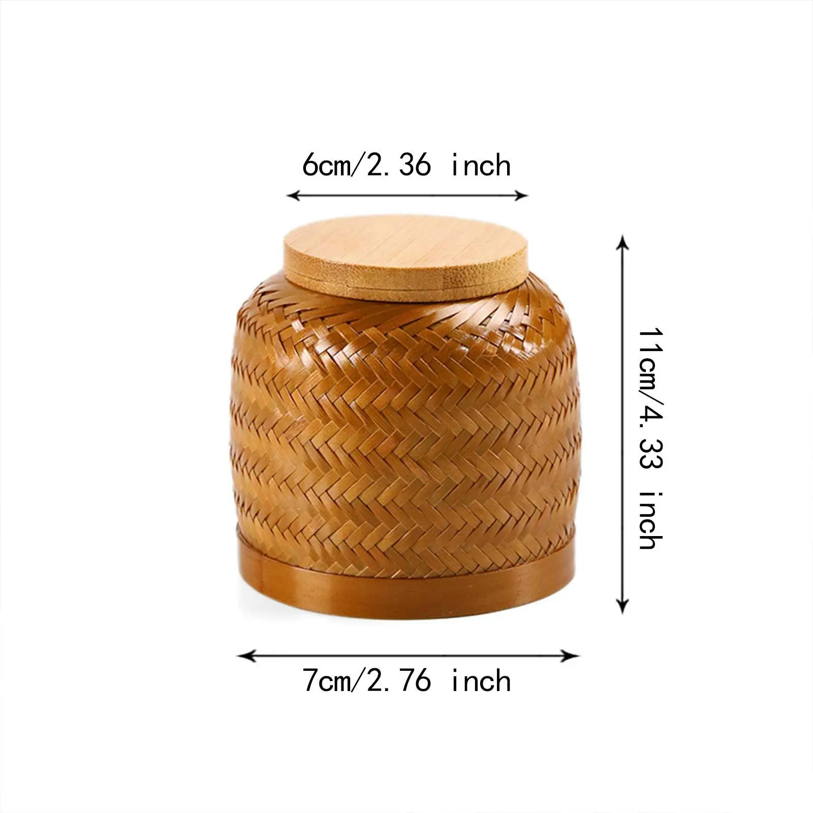 Woven Tea Container Traditional Portable Rattan Tea Jar for Coffee Sugar