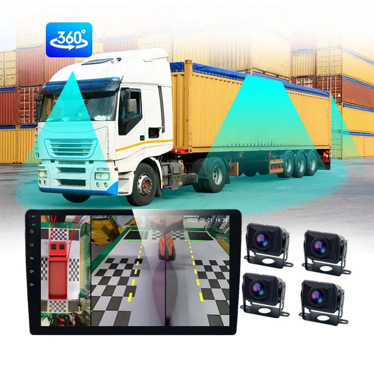 

hit product9 10.1Inch Monitor 720P AHD AI Truck Bus Heavy Duty Vehicle 4CH BSD BSM Blind Spot Camera 360 Degree Surround Bird Vi