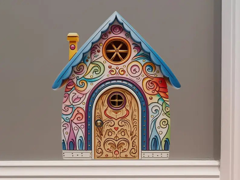 Swirly Artistic House - Fairy Door 3D Wall Sticker