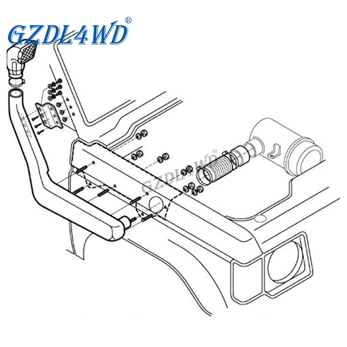 

GZDL4WD 4X4 Off Road Car Exterior Accessories LLDPE AIR IN Snorke Kit For Pajero NA 01/1982-12/1989 SS20HF