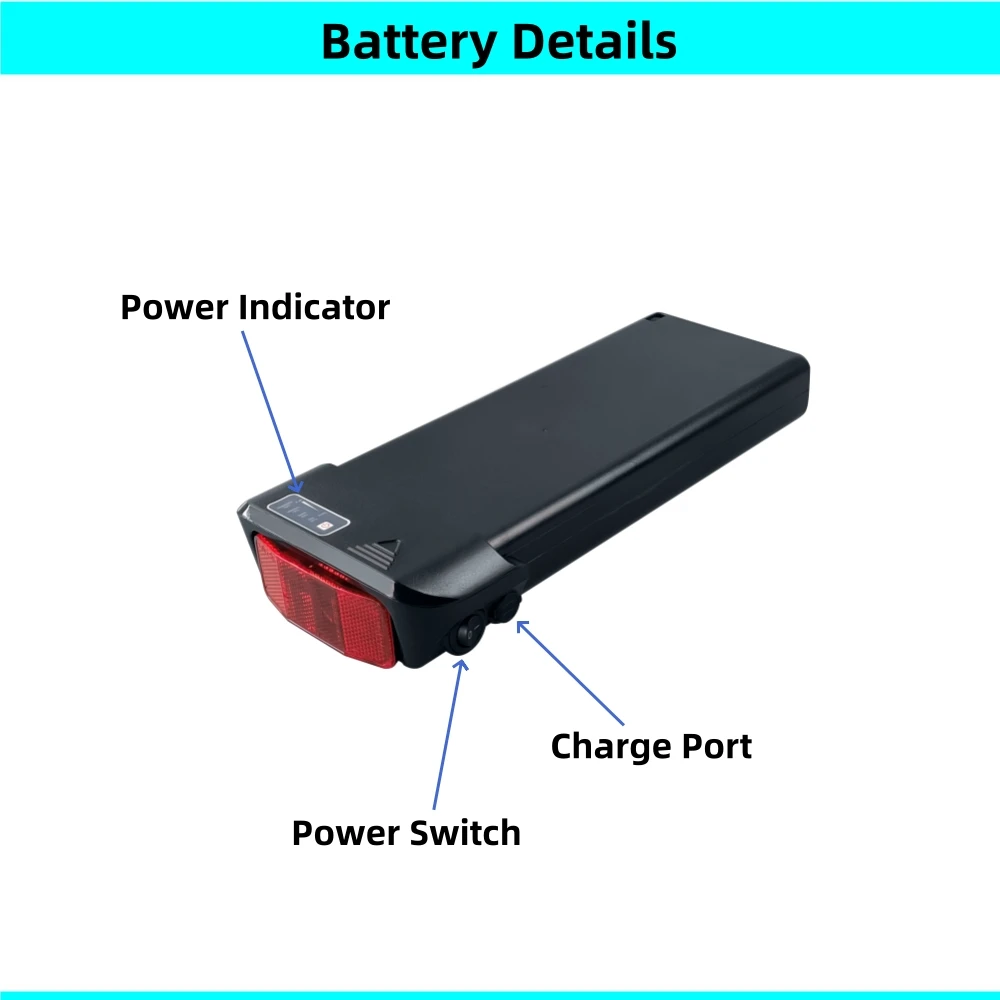 City Bike Rear Rack Bike Ebike Battery 24V 36V 8.8Ah 10Ah 10.4Ah 12Ah 12.8Ah 14Ah 15Ah 17.5Ah for E-200 Ezego Folding E-bike