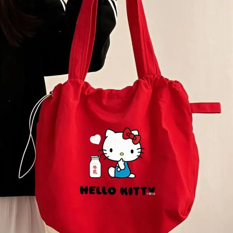 Borsa a tracolla da donna Sanrio Hello Kitty Kawaii Borsa di grande capacità Borse per studenti Borsa tote Borsa per la spesa portatile Borsa a tracolla regalo