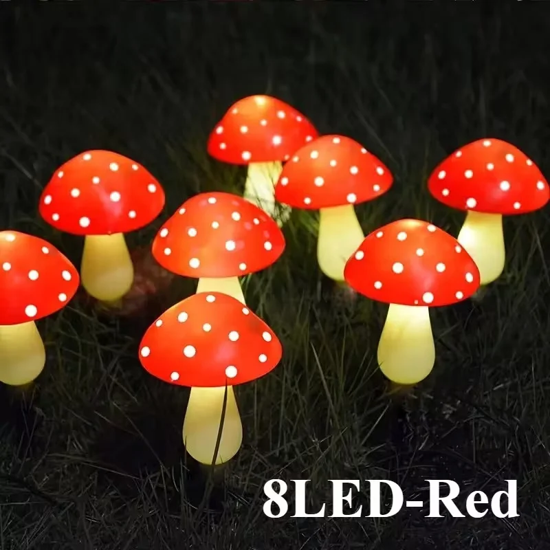 

Солнечные грибовидные светильники 20/12/8 LED для уличного декора сада, 8 режимов освещения, солнечные красные грибовидные светильники, рождественские гирлянды