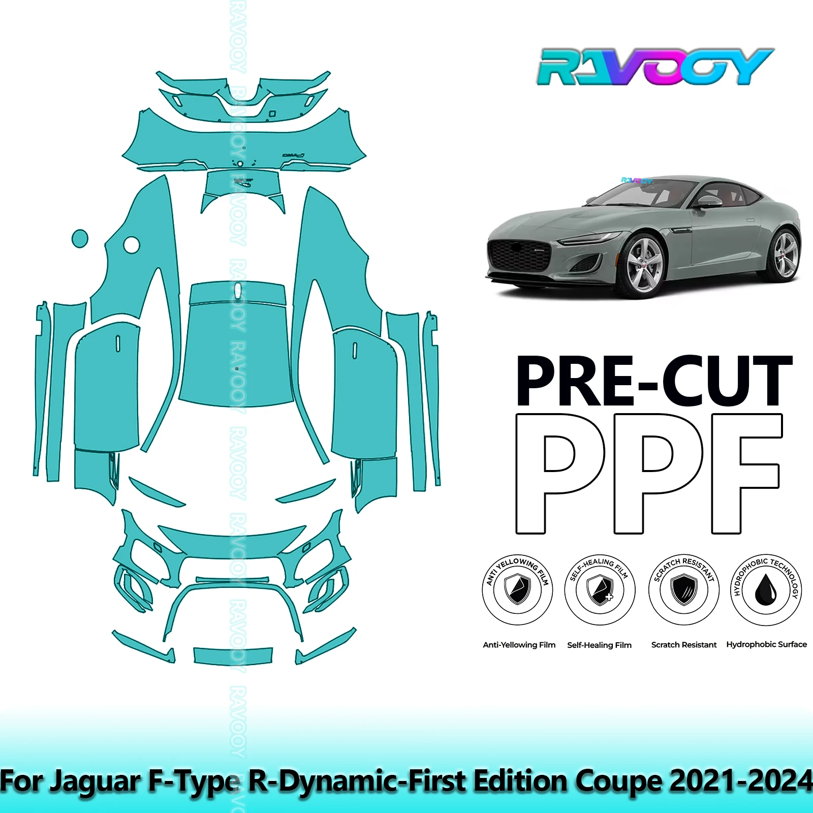 

8.5Mil Precut PPF Paint Protection Film Full Vehicle For Jaguar F-Type R-Dynamic-First Edition Coupe 2021-2024