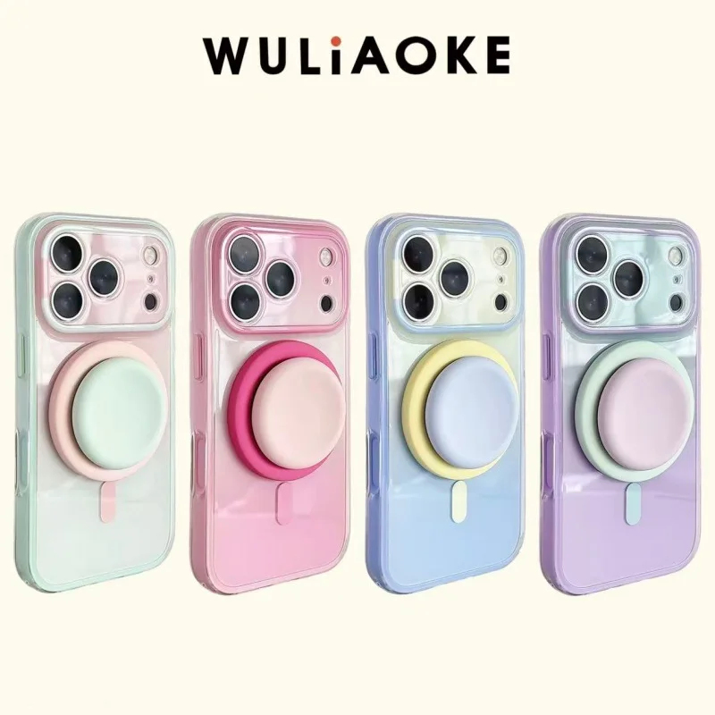 Magnetic Suction 2 In1 Double-Layer Gradual Change All-Inclusive AI Button for IPhone17promax Mobile Phone Case 16 Apple 15 Hard