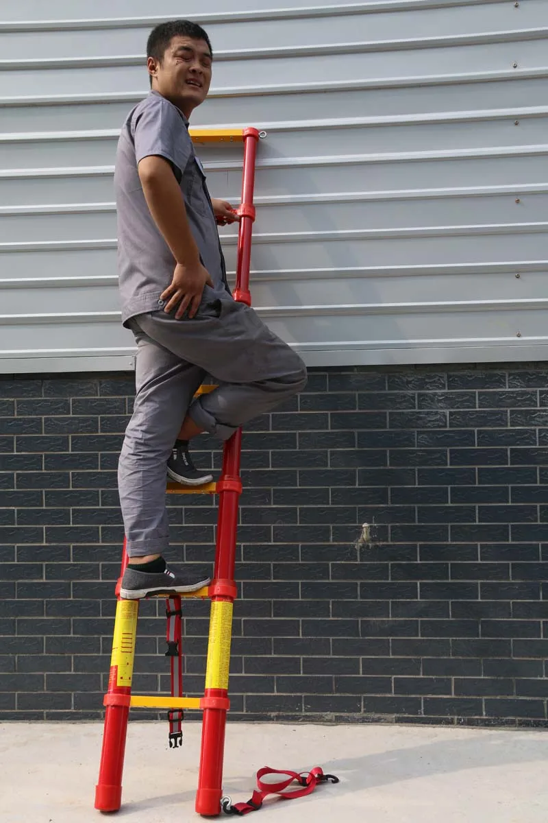 3.5m High Voltage Fiberglass FRP Insulated Extension Ladder Light Weight for Electric Station Rescue Work in Construction