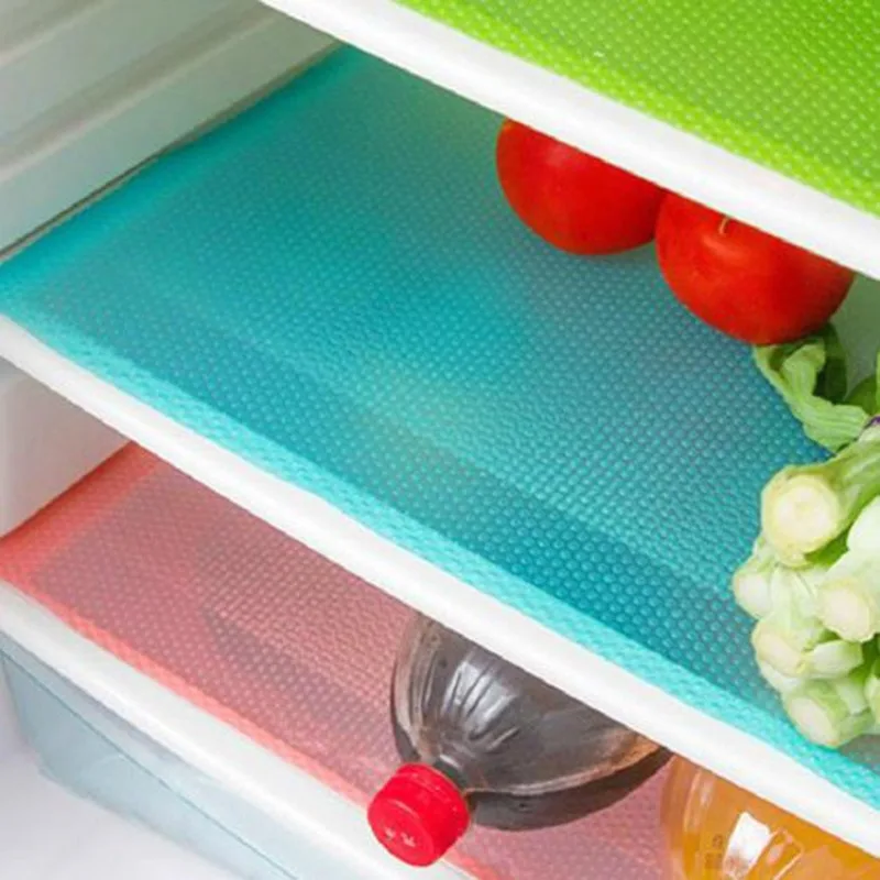 4PCS Refrigerator Mats Washable Fridge Mats Liners Easy To Clear Fridge Pads Mat Shelves Drawer Table Mats Refrigerator Liners