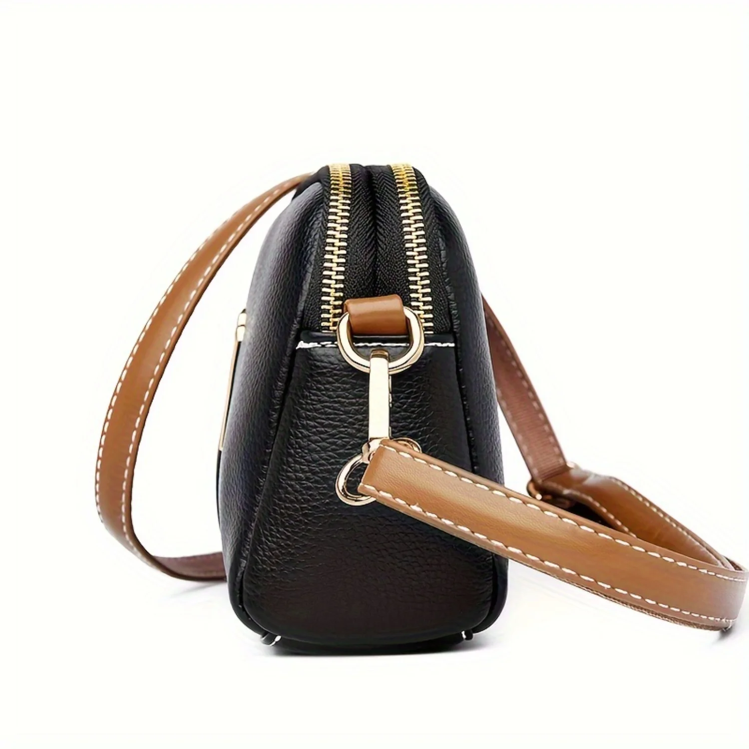 Vintage Litchi Pattern Crossbody Bag - Retro Shoulder Bag & All-Match Handbag/Purse for Women