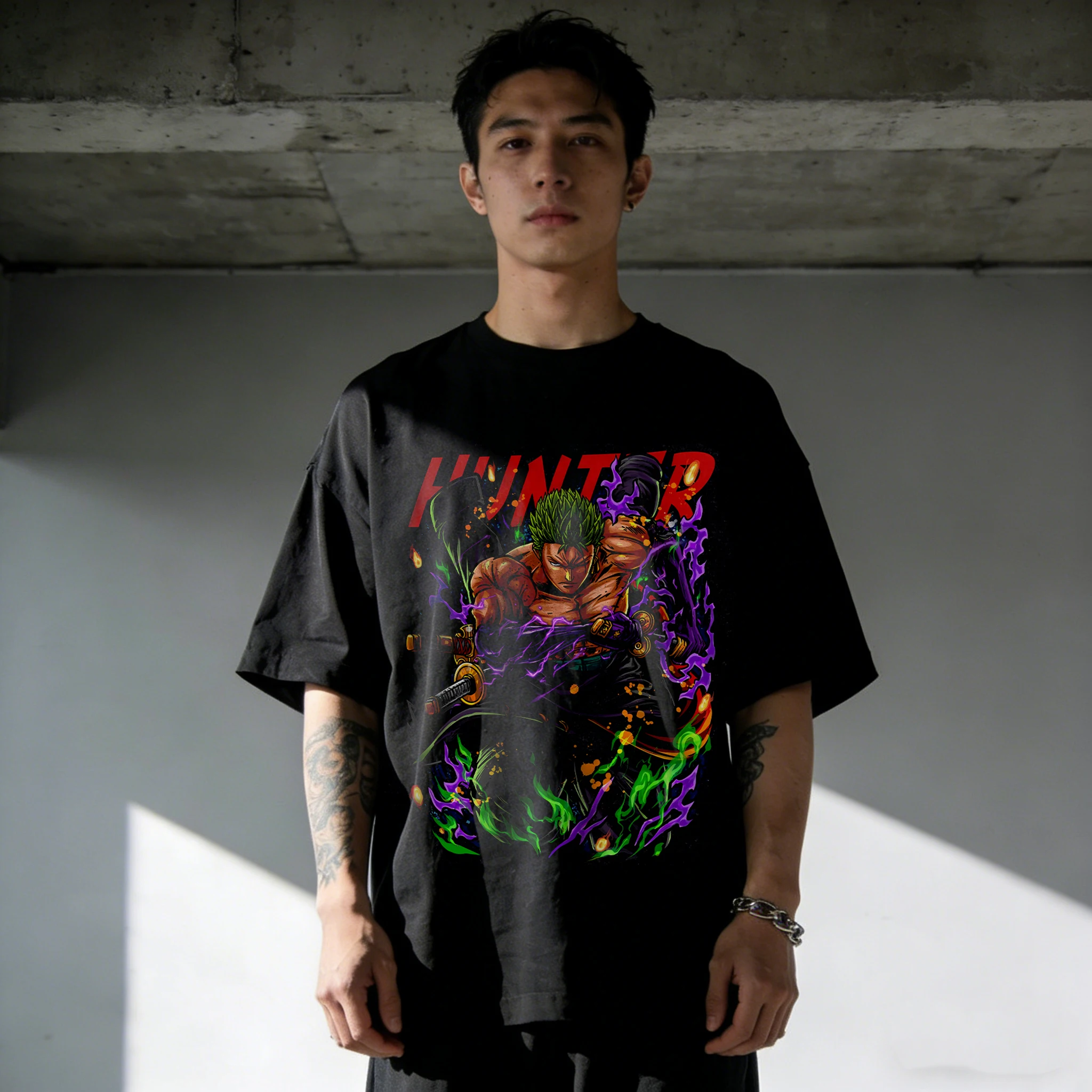 تي شيرت قطني للرجال والنساء من قطعة واحدة تي شيرت رورونوا زورو صيفي أنيمي تي شيرت 2026 صيفي بأكمام قصيرة ملابس هاراجوكو Y2K ملابس الشارع الشهير