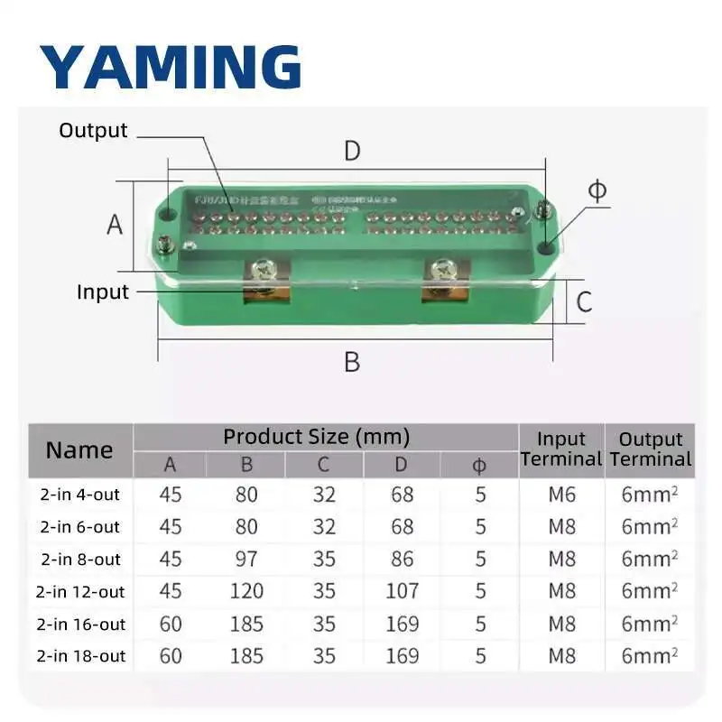 FJ6 Series Terminal Block Two-in And More-out Wire Junction Box High-power Wiring Brass Conductor 660V