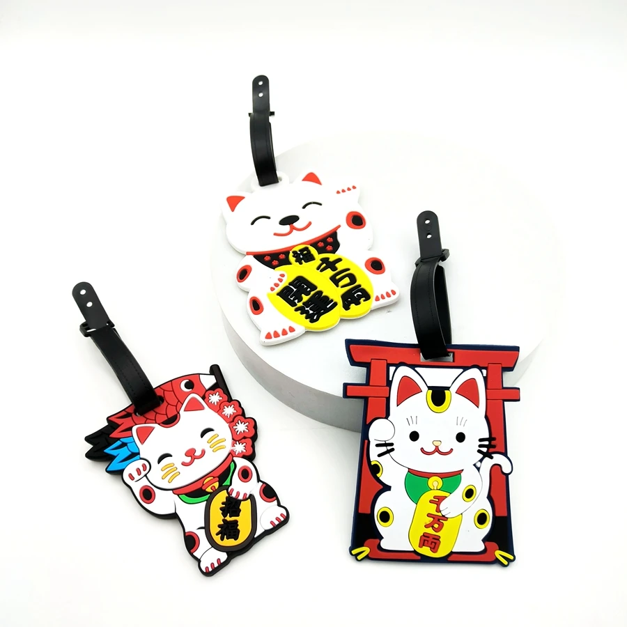 1 قطعة/2 قطعة/3 قطعة Zhaocai القط الأمتعة علامة قلادة السفر الأساسية المطار الأمتعة مكافحة فقدان معرف علامة اسم الأمتعة للجنسين