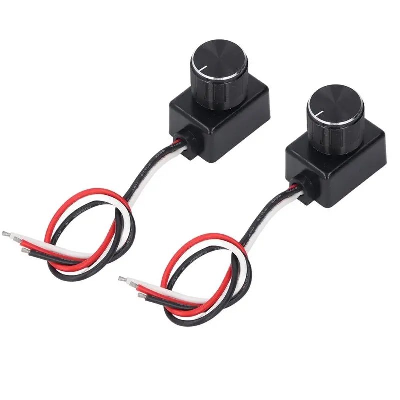 B14C PWM Dimmable LED Dimmer Switch(2-Pack), Smooth 5%-100% Dimming, Knob 12-24V For RV Boat Truck Strip Lighting