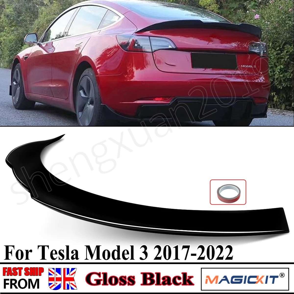 

For Tesla Model 3 PSM Style Spoiler 2016 2017 2018 2019 2020 2021 Gloss Black Trunk Spoiler Lip High Kick Rear Trunk Lip Wing