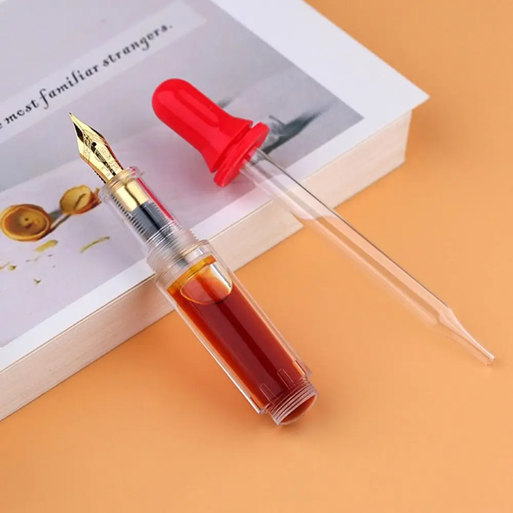 Portable Transparent Fountain Pens Handwritten Starry Sky Writing Ink Pen EF/F Nib Short Mini Pocket Pen School Supplies
