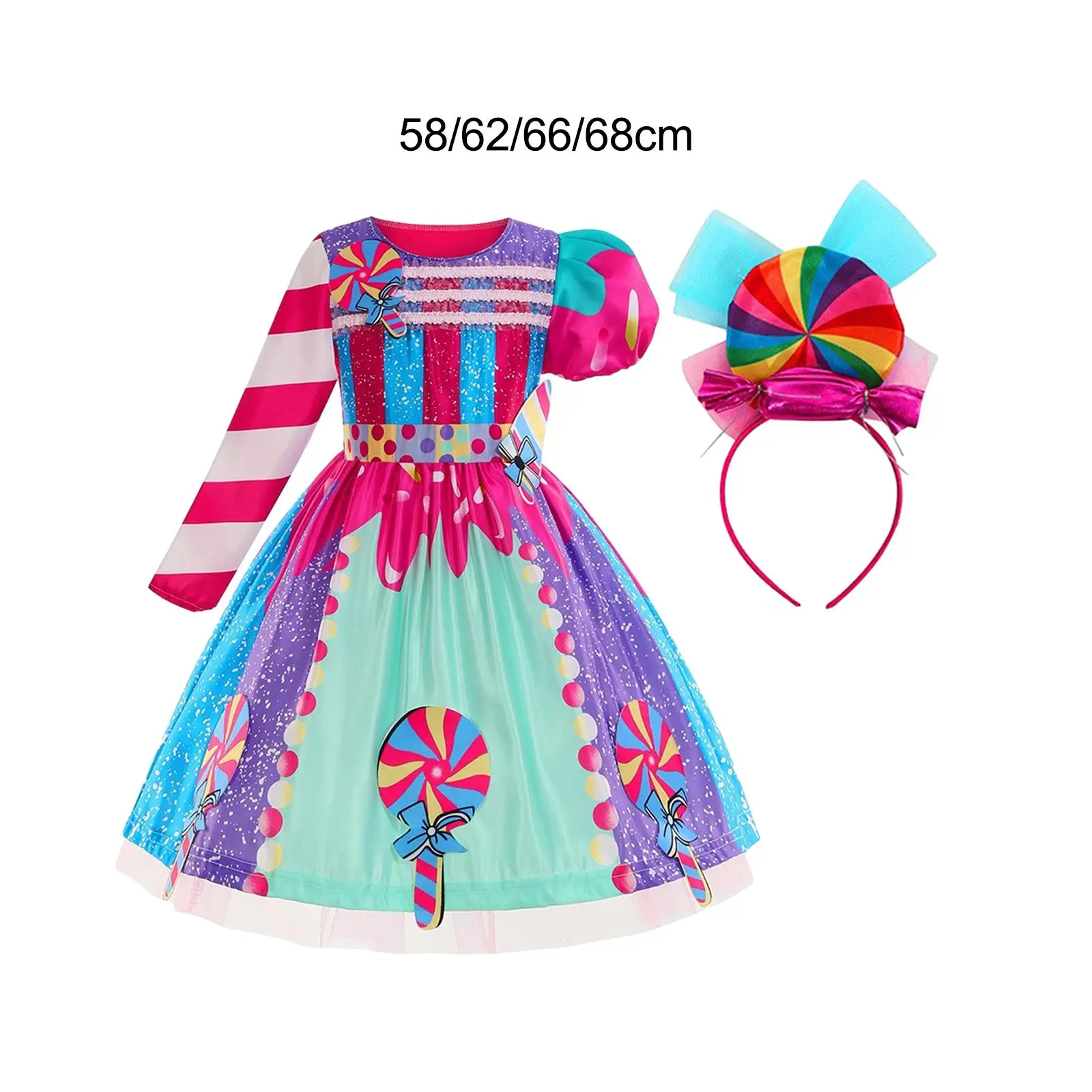 فستان حلوى للفتيات الصغيرات فستان مصاصة ملون بأكمام قصيرة وطويلة فستان الأميرة بألوان قوس قزح لقضاء عطلة حفلات الكرنفال