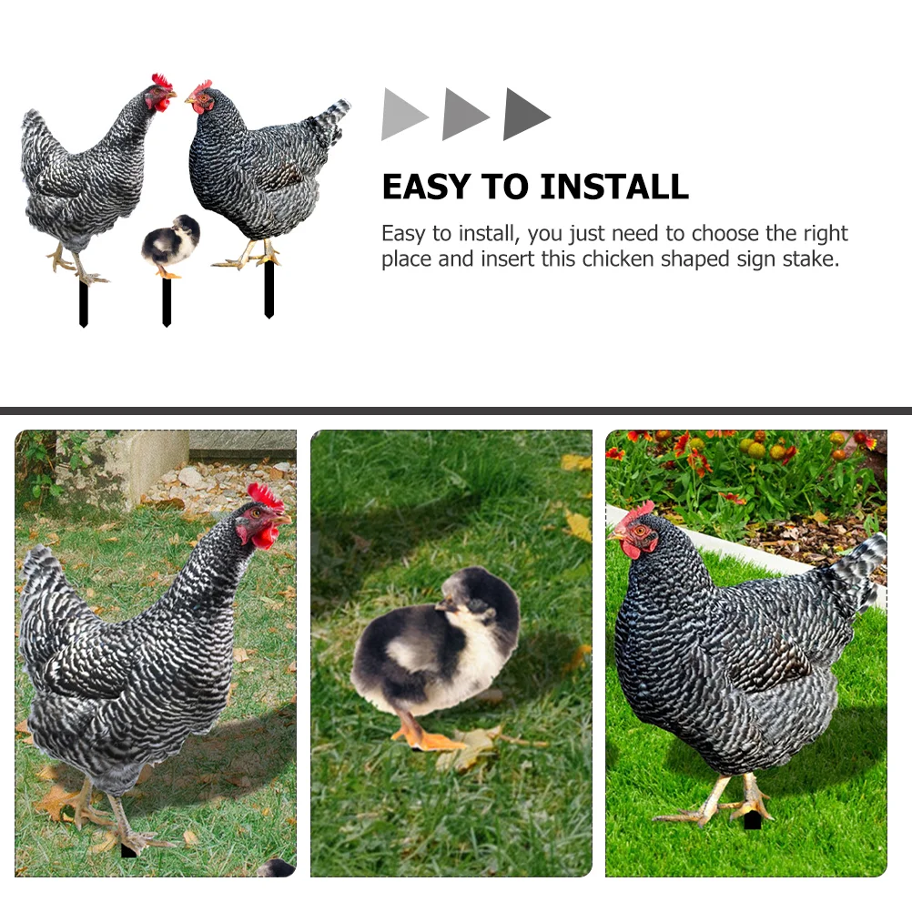 Lawn Imitation Chicken Insert Card Hen Garden Stakes Acrylic Animal Sign Decor for outside