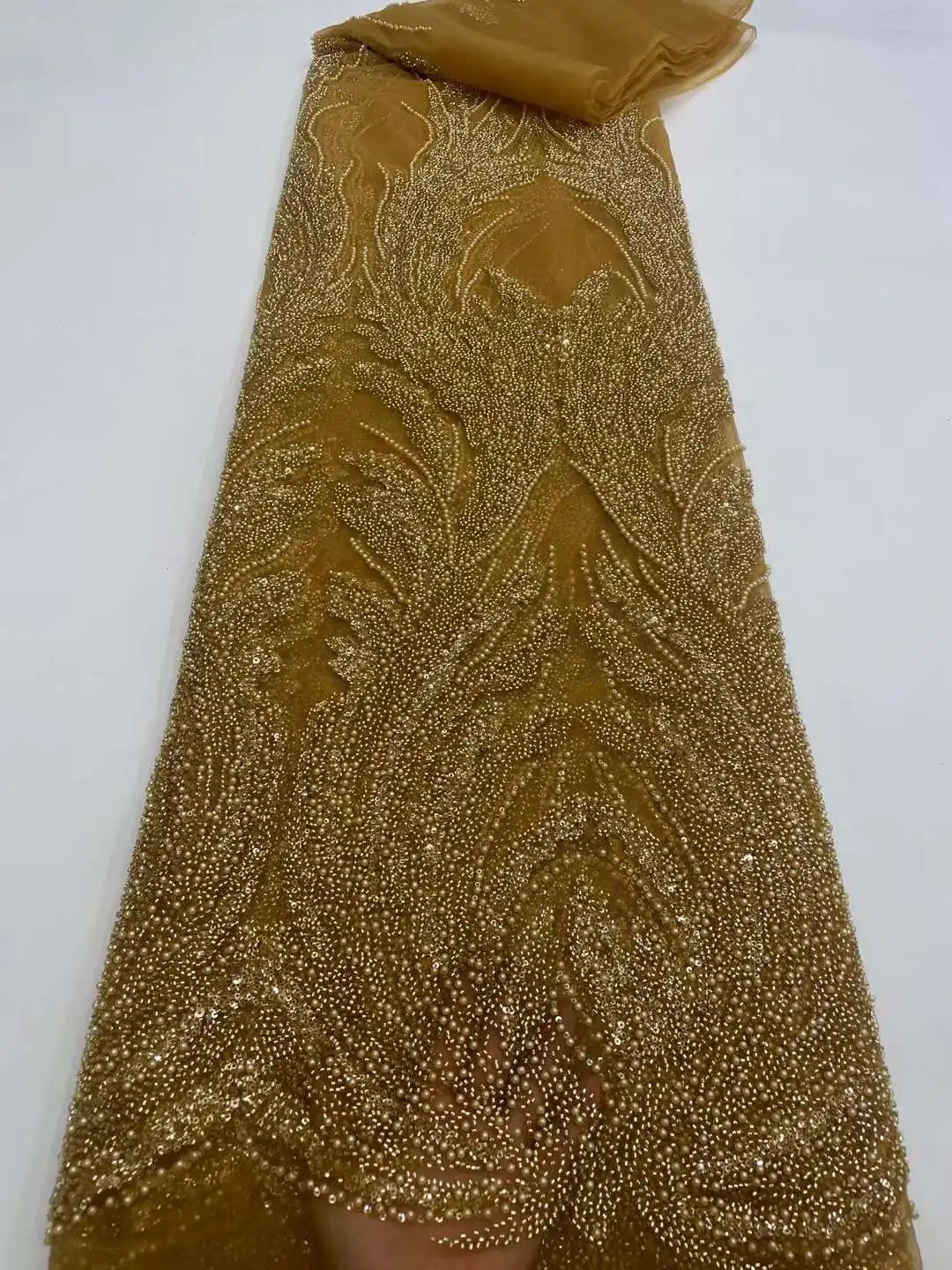 

High quality , Beads Tube Embroidery With Pearls ,French Mesh Yarn, African Nigeria Fabric Lace,Evenign Dress, Weddings,Party