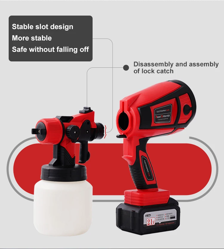800ML Large Capacity Electric Paint Spray Gun High Power Portable Auto Sprayer For Home Wall Cabinet Fence DIY Painting Work