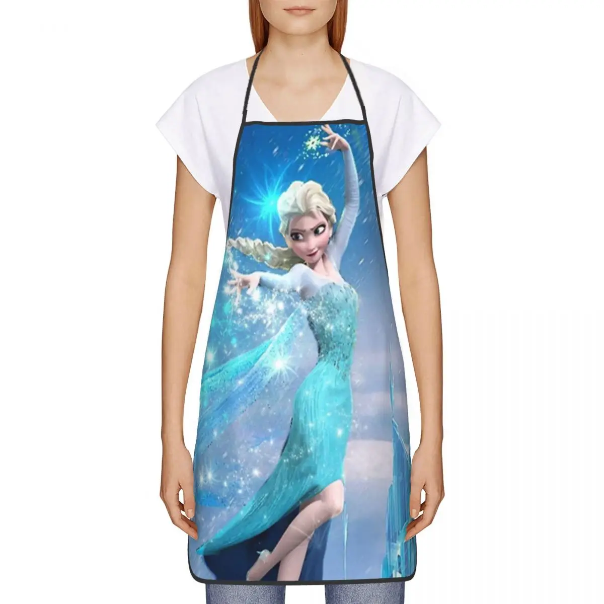 Custom Bib Elsa Princess Frozen Aprons for Men Women Unisex Adult Chef Kitchen Cooking Tablier Cuisine Baking