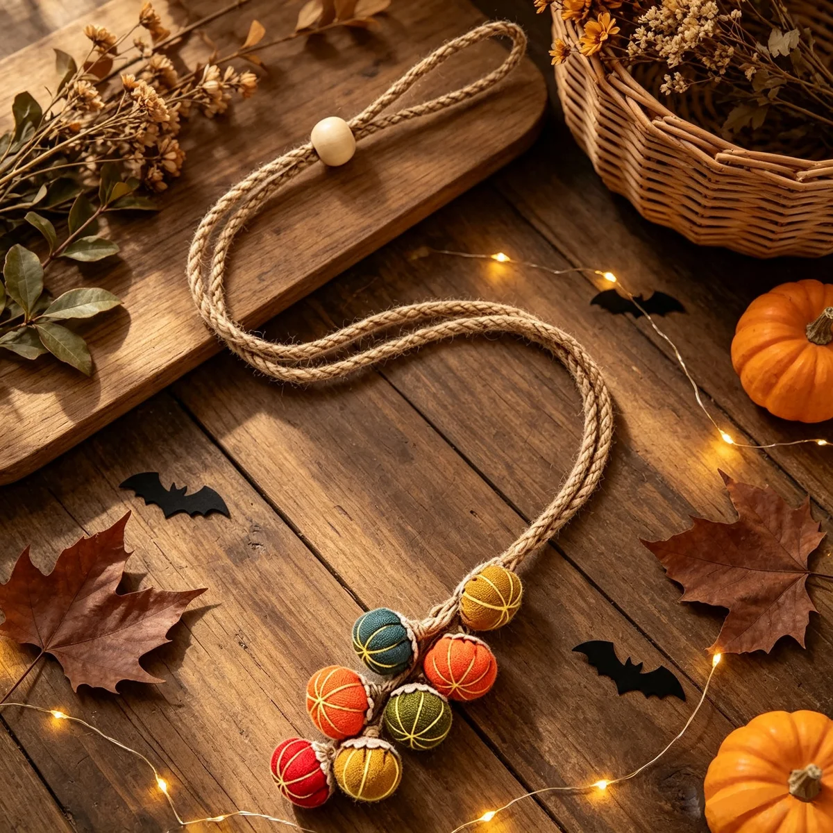 2 Pack Curtain Tiebacks with 7 Pumpkin Decorations, Curtain Holdbacks for Home Fabric Decor & Atmosphere Creation