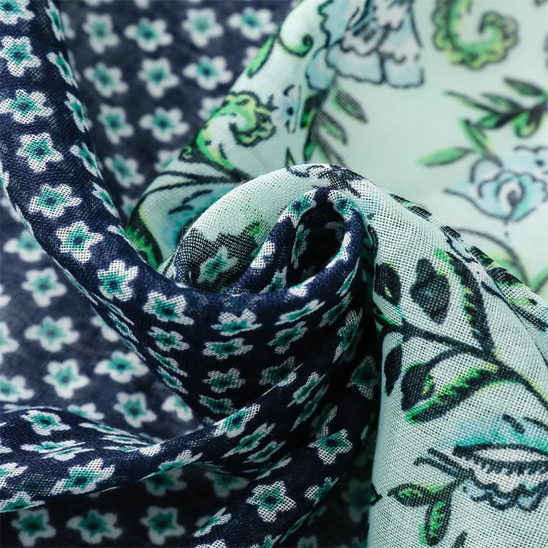 Bohemian Fashion Lovely Green Polka Floral Patchwork Tassel Viscose Shawl Scarf Wrap Pashmina Stole Bufandas Muslim Hijab 2024