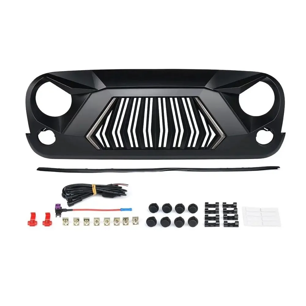 Car Accessories Front Grill For Jeep Wrangler JK 2007-2017 JKU Unlimited Rubicon Sahara Exterior Parts Grille With Led Light