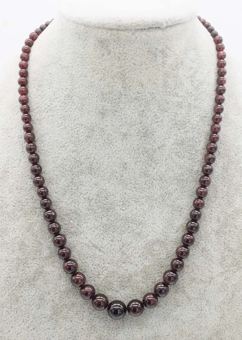 4-12mm red garnet round 18inch necklace  wholesale nature gemstone