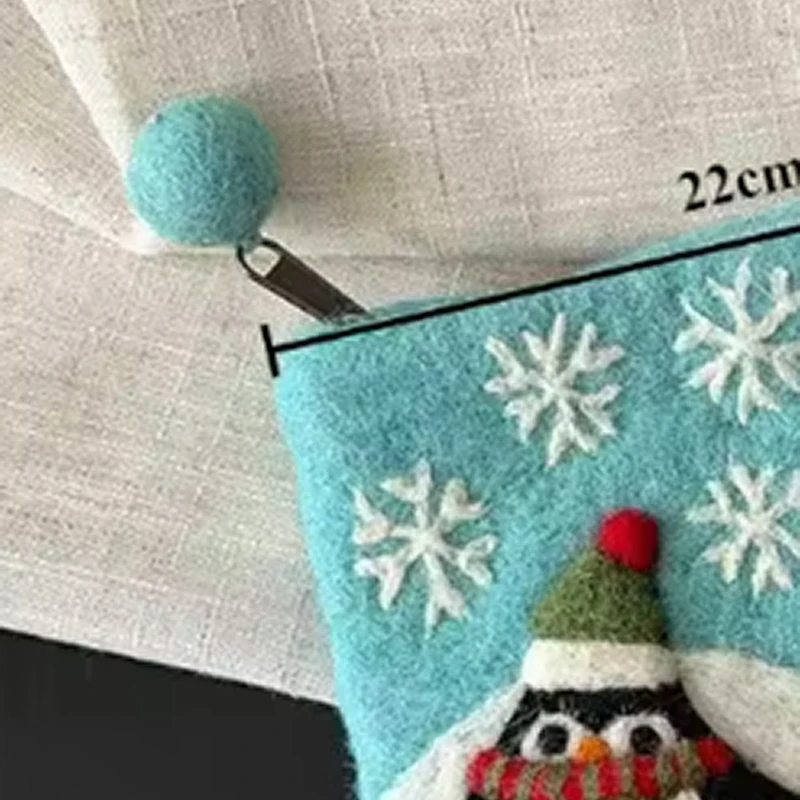 Handgefertigter Wollfilz-Münzbeutel, 3D-Cartoon-Tier-Geldbörse, Damen-Kartenhalter, Niedlicher Mini-Aufbewahrungsbeutel, Entzückende Weihnachtsgeschenke – Detail 3