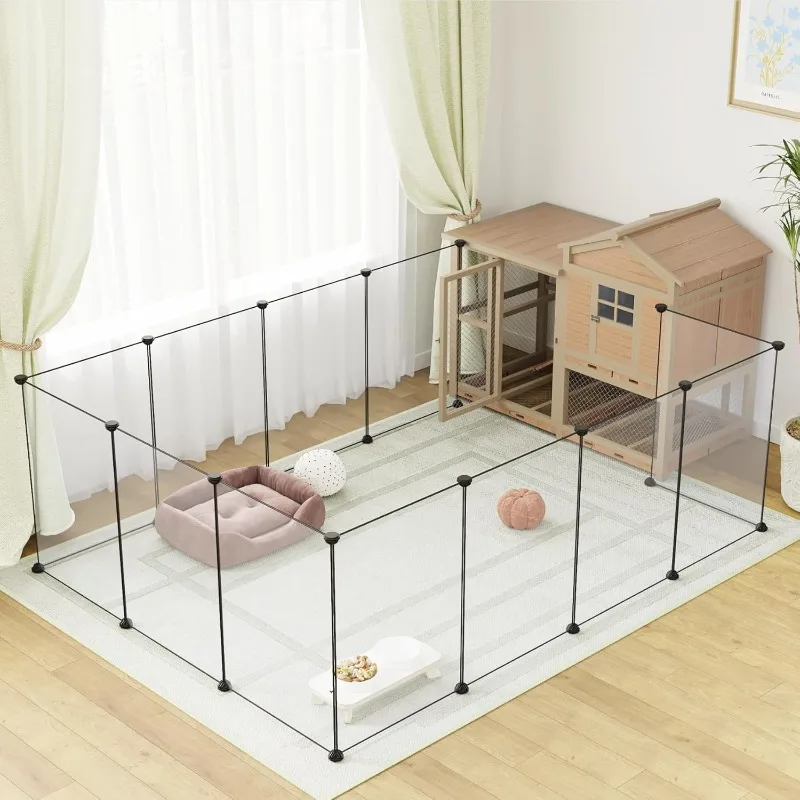 

Large Transparent Pet Playpen, 28" H x 20" W, Puppy Playpen, Dog Fence, for Kittens, Ferrets, Guinea Pigs, Indoor Use, 12 Panels