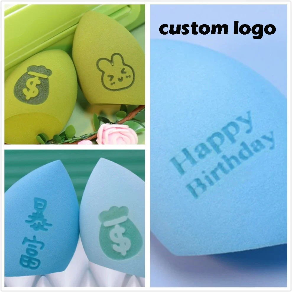 Spugna per trucco con LOGO personalizzato da 50 pezzi con scatola rotonda trasparente da 40*60mm Beauti Cosmetic Puff Make Up Tools Soft Wholesale