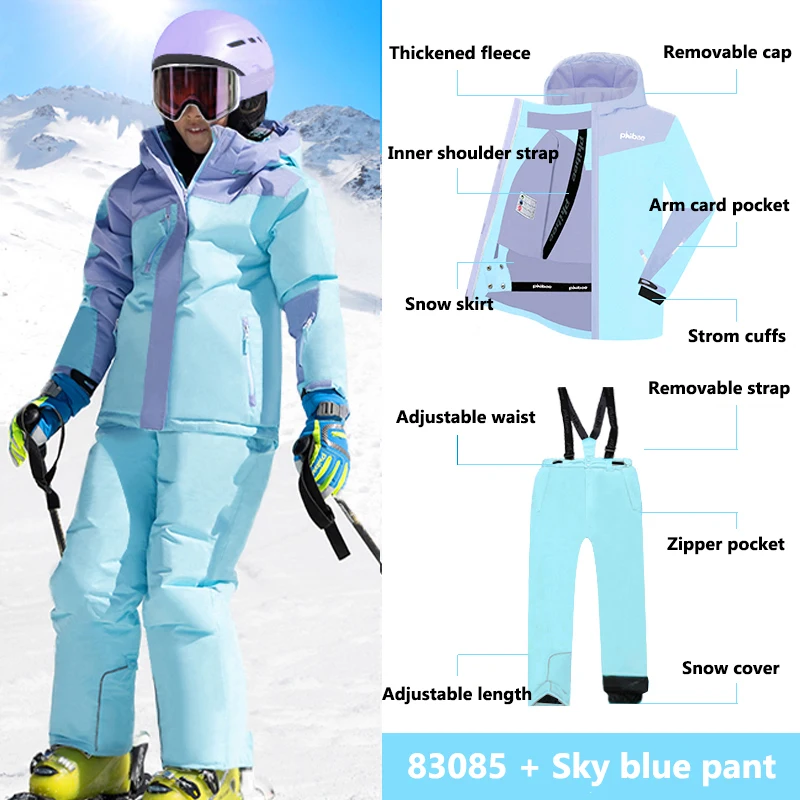 Winter Children\'s Waterproof Windproof Skiing Snowboard Jackets Pants Snow Suits Sets Ski Wear Kids Coats for Girls