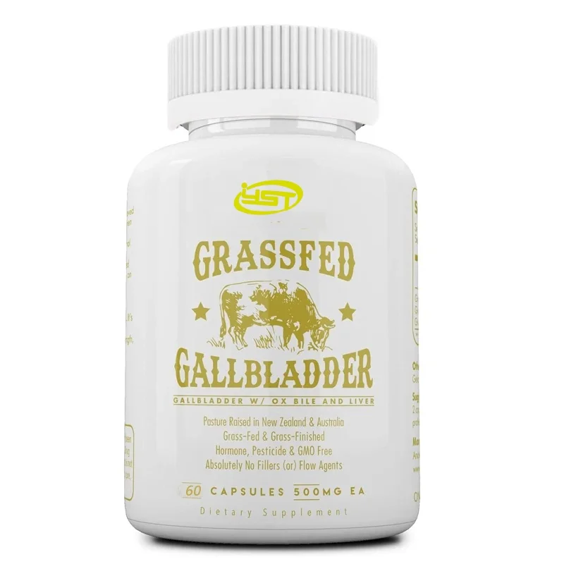 Grass fed beef gallbladder supplement contains cow bile and liver, promoting healthy digestion and bile flow. 60 capsules