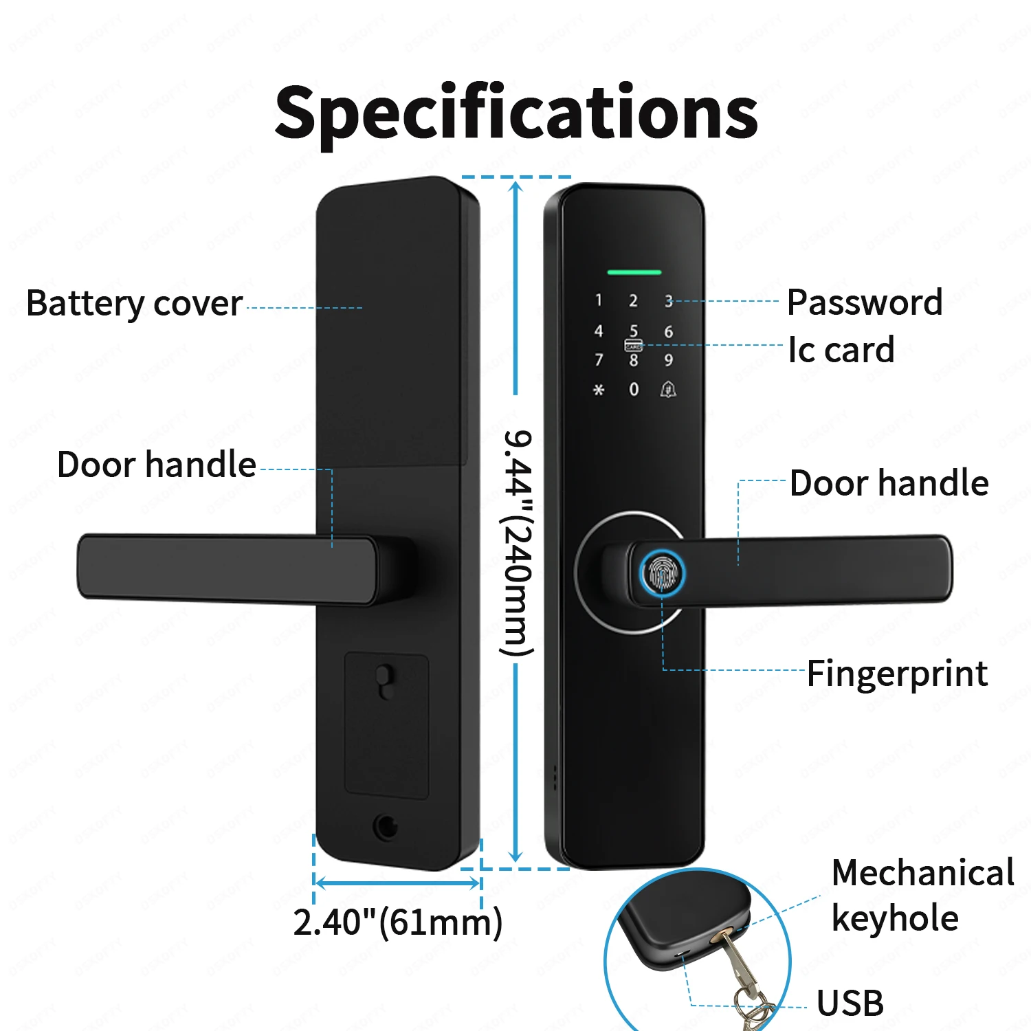 TTLOCK Digital Electronic Door Lock Black Smart Lock work with Alexa App Remote Unlocking Keyless Lock Fingerprint Door Lock Z13