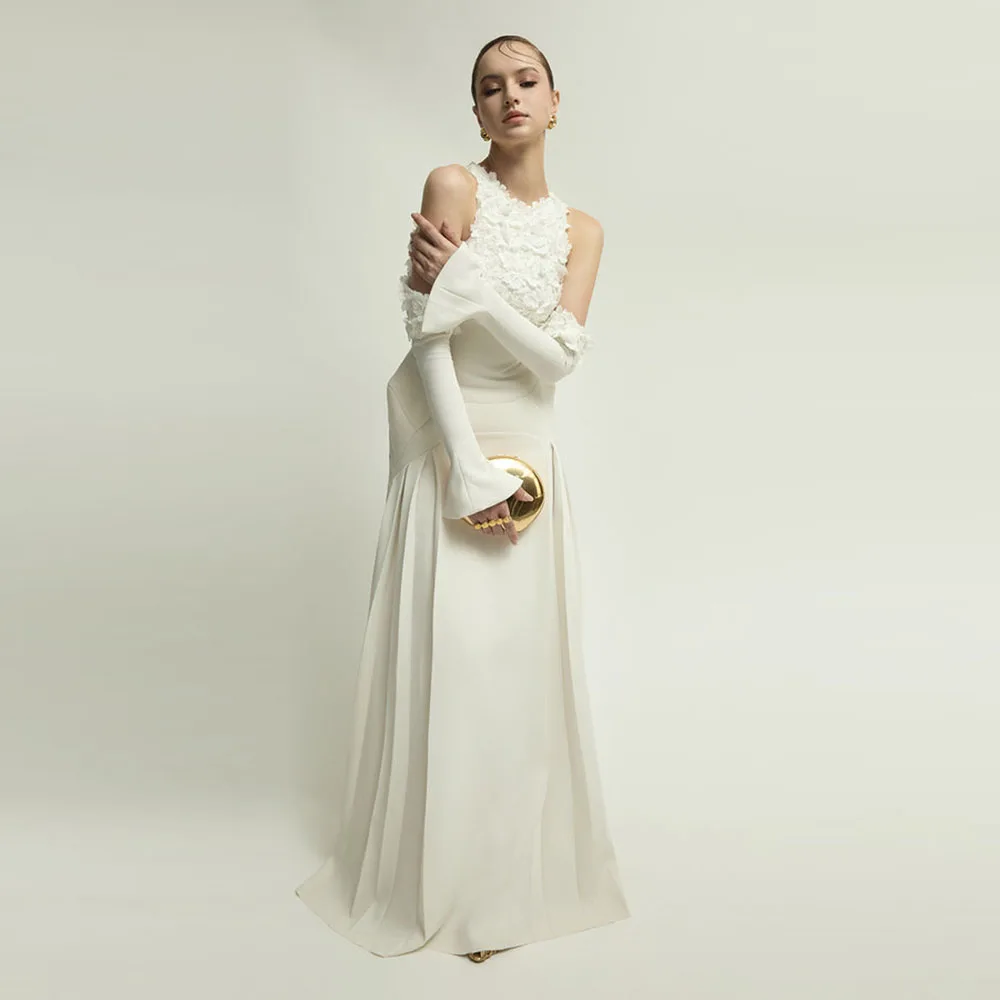 

Многослойные вечерние платья из тюля по индивидуальному заказу, весеннее вечернее платье с короткими рукавами и вышивкой кристаллами, прямое вечернее платье с круглым вырезом и бисером