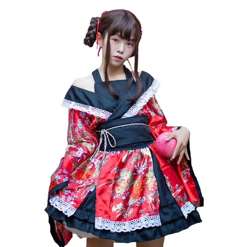 

New Women's Sexy Kimono Yukata Anime Costume Japanese Kimono Traditional Print Vintage Original Tradition Silk Yukata Dress Robe