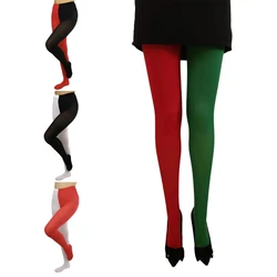 Two-Toned Long Tights High Waist Elastic Footed Leggings Cosplay Party Costumes Drop Shipping