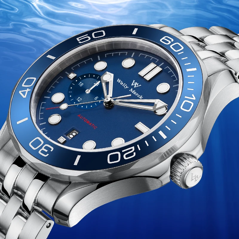 WM Watch WellyMerck Automatic Mechanical Watches Waterproof Business Stainless Steel Sapphire Miyota 8217 Watch For Men WM148