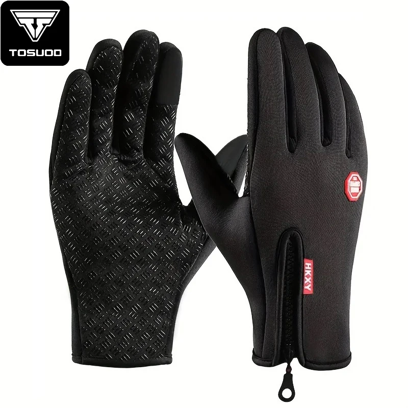 TOSUOD Winterhandschuhe für Männer und Frauen, Touchscreen, warm, Outdoor, Radfahren, Fahren, Motorrad, kalte Handschuhe, winddicht, rutschfeste Handschuhe