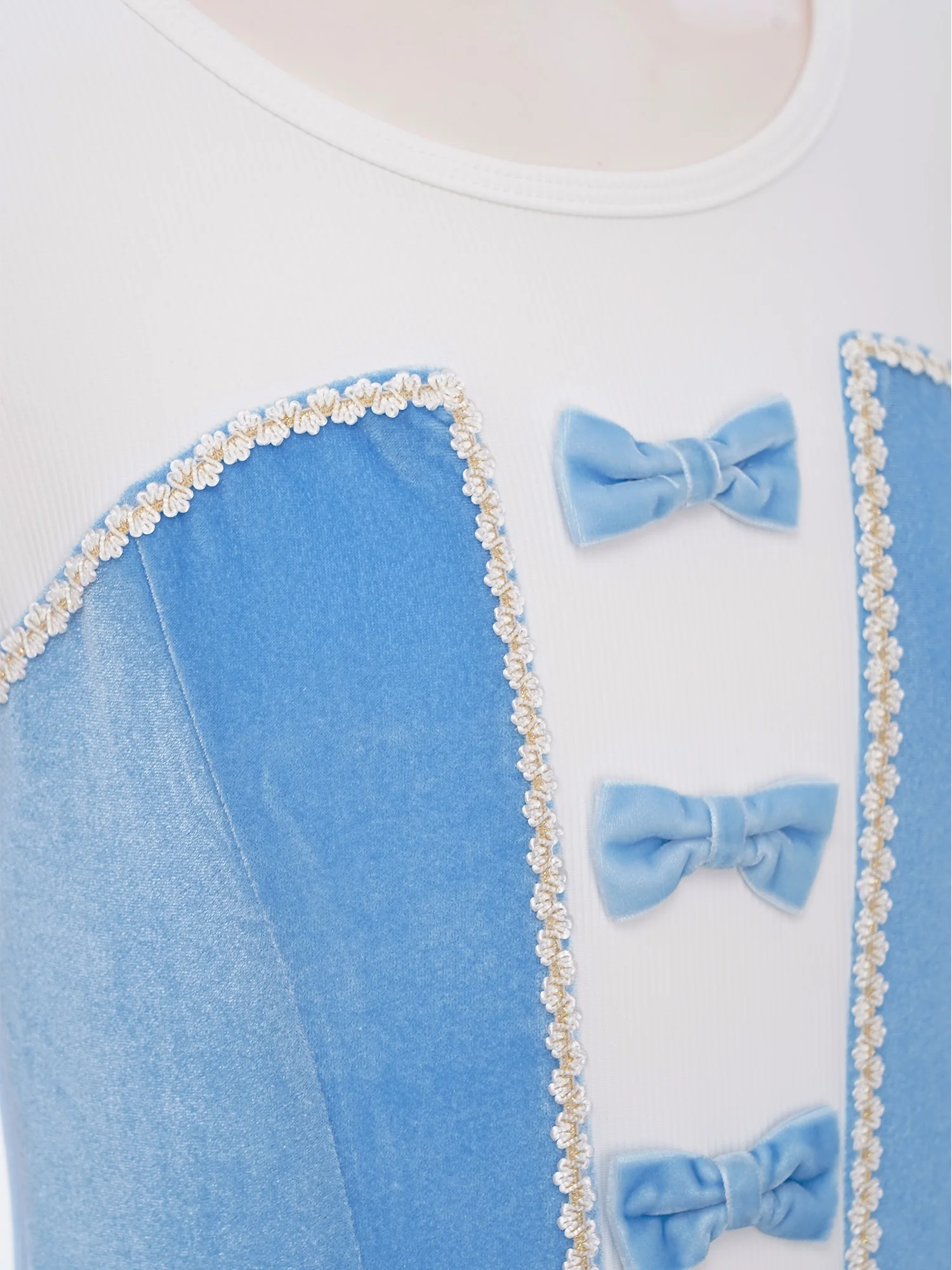 

Kids Girls Dance Ballet Leotard Gymnastic Performance Costume Dancewear Puff Long Sleeves Velvet Patchwork Color Block Bodysuit