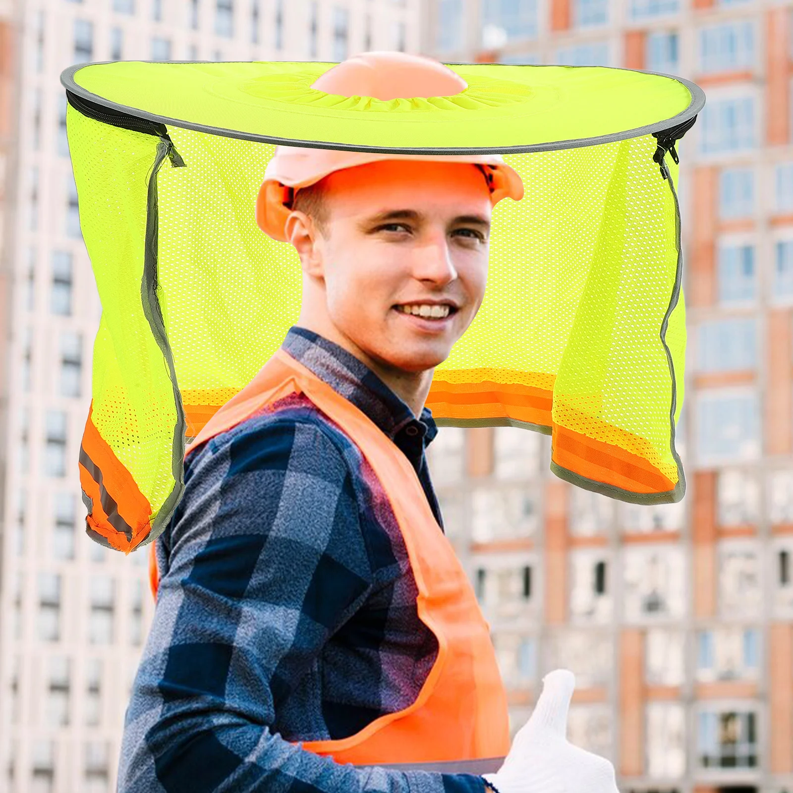 1pcs Shade Full Brim Safety Visor Uv Protection Construction Hat Cover Neck Shade Breathable Design Hard Hat