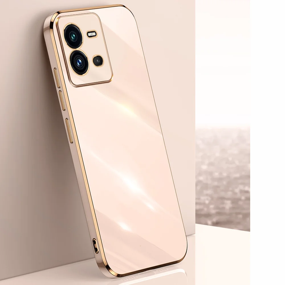 Luxury Plating Case For Vivo Y22S Y16 Y35 Y55 Y01 Y55 Y53S Y33S Y21 Y76 Y52 Y72 5G V21E V23 V25E V25 Soft Silicone Carcasa Coque