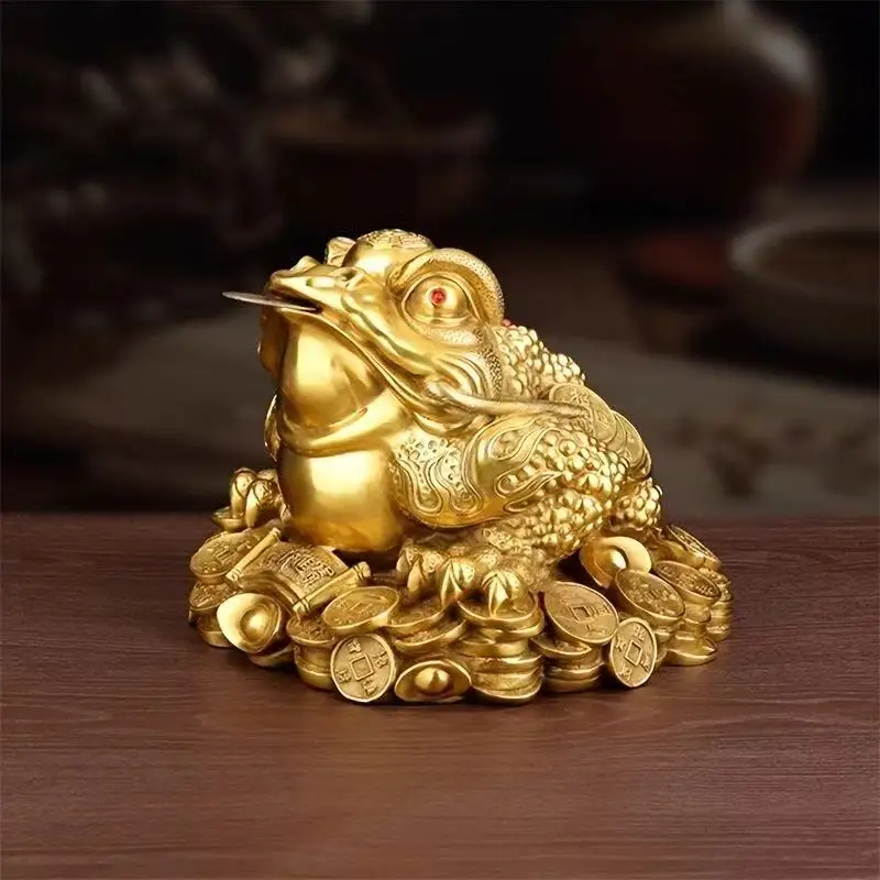 

Festival Lucky Gold Toad Ornaments for Home Office Decorations Good Fortune Toad Statue Shop Opening Feng Shui Gifts Resin Craft