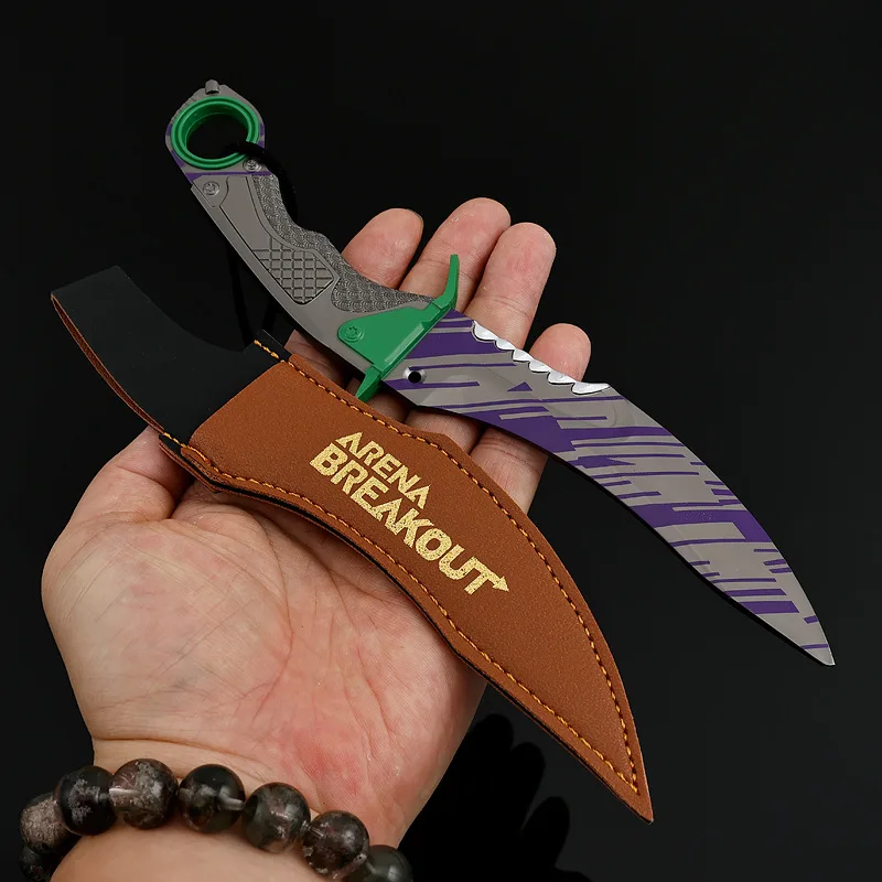 22 سنتيمتر/8.66in ساحة اندلاع لعبة الأجهزة الطرفية هجوم سريع منحني سكين أغطية جلد الحرف المعدنية لعبة نماذج الحلي الصبي هدية #2