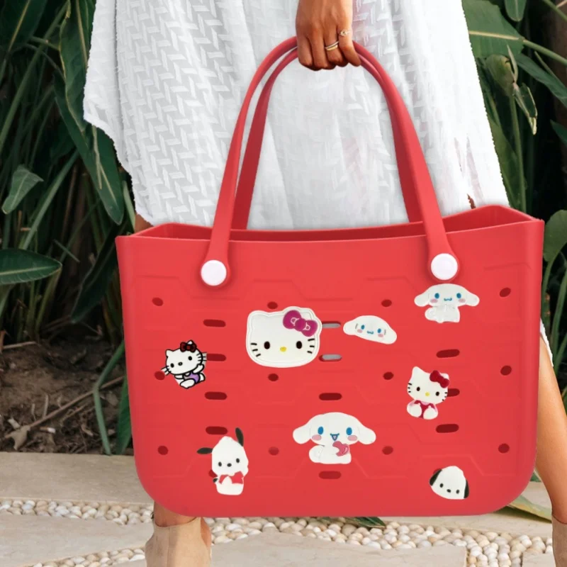 8pcs Hello Kitty Sanrio Outdoor Beach Bag Accessories Detachable DIY, Can Be Paired with the Best Gift