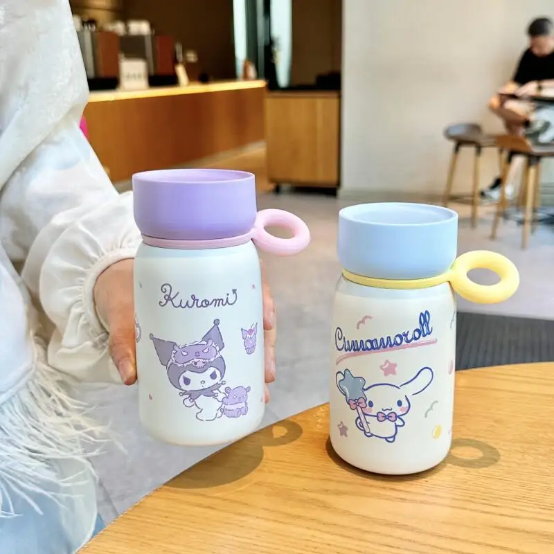 

Милая детская чашка Kuromi Cinnamoroll с героями мультфильмов, красивая мини-портативная чашка для сохранения температуры, модный праздничный подарок