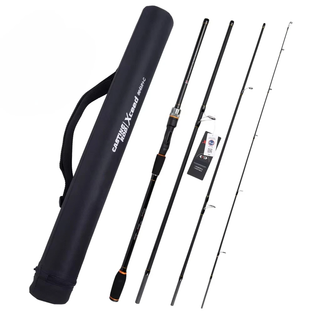 

Premium 4 Section Travel Spinning Rod with Barrel Fuji Guide Ring Carbon Fiber Fishing Rod for Carp Bass