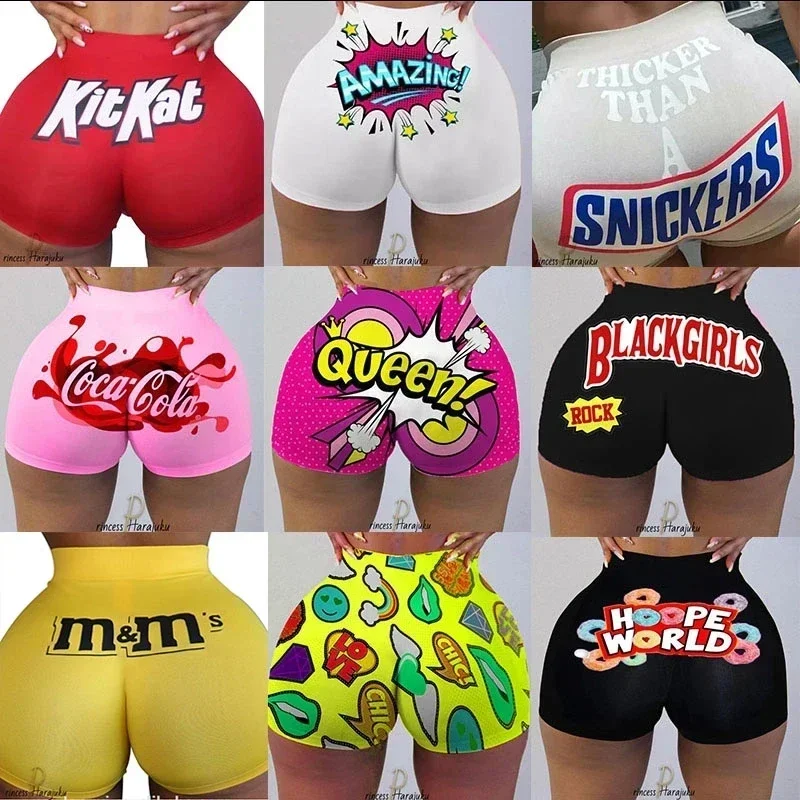 

Women Hot Sale Printed Shorts Summer Casual High Waist Motorcycle Shorts Sexy Cute Sports Fitness Shorts Dropshipping